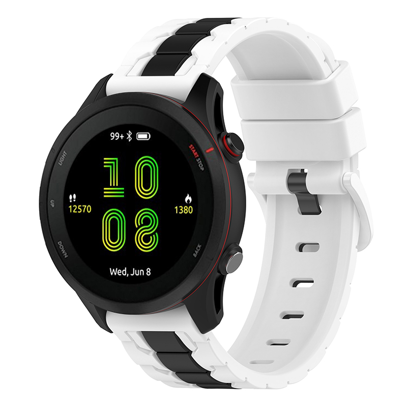 

For Garmin Forerunner 255 / Vivoactive Chain Design Silicone Watch Band 22mm Replacement Wrist Strap - White / Black, Garmin Forerunner 255