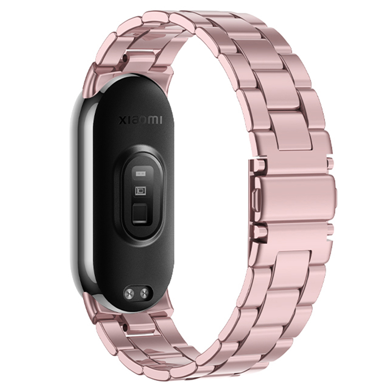 

Für Xiaomi Smart Band 8 Stylish 3 Perlen Smart Watch Metal Band Ersatzhandgelenksgurt - Rosa, Xiaomi Smart Band 8
