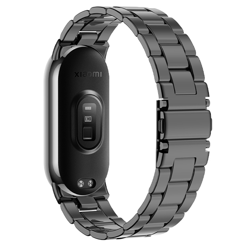 

Für Xiaomi Smart Band 8 Stylish 3 Perlen Smart Watch Metal Band Ersatzhandgelenksgurt - Schwarz, Xiaomi Smart Band 8