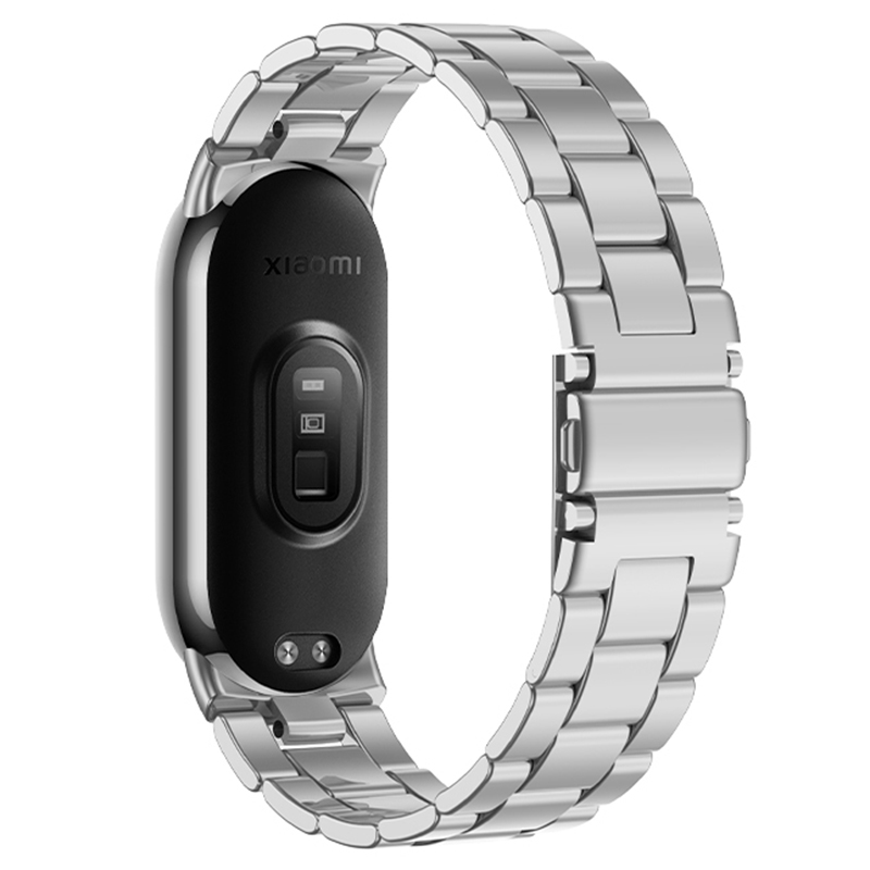 

Für Xiaomi Smart Band 8 Stylish 3 Perlen Smart Watch Metal Band Ersatzhandgelenksgurt - Silber, Xiaomi Smart Band 8