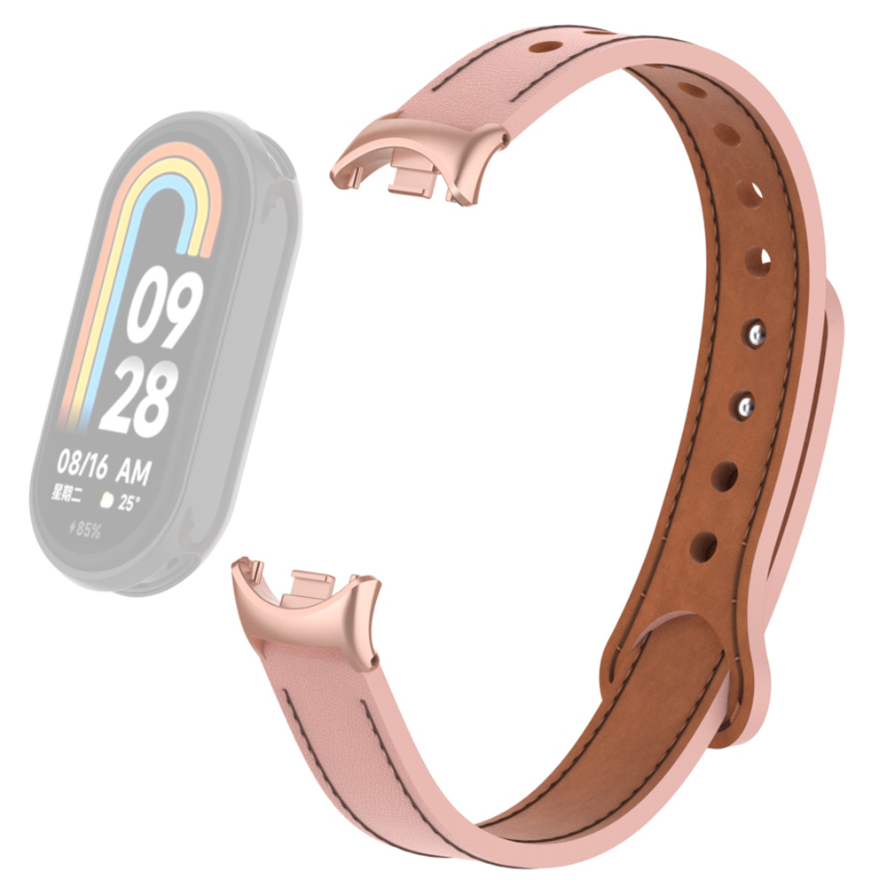 

Für Das Xiaomi Smart Band 8 Echte Kuh -leder -watch -band -gurt -austausch Mit Anschluss - Rosa, Xiaomi Smart Band 8