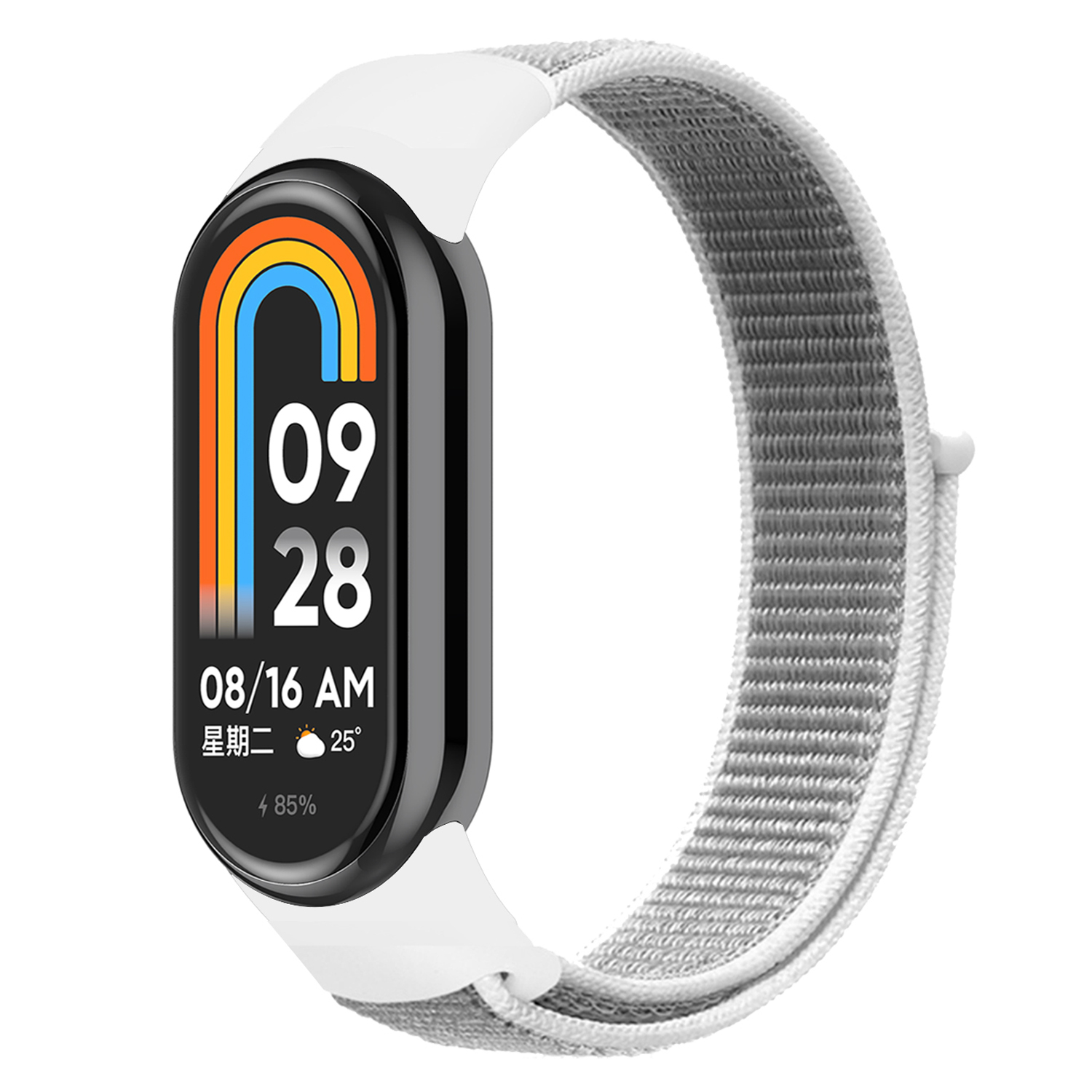 

Für Das Xiaomi Smart Band 8 Soft Nylon Watch Band Verstellbarer Sportgelenksgurt - Muschel Weiß, Xiaomi Smart Band 8