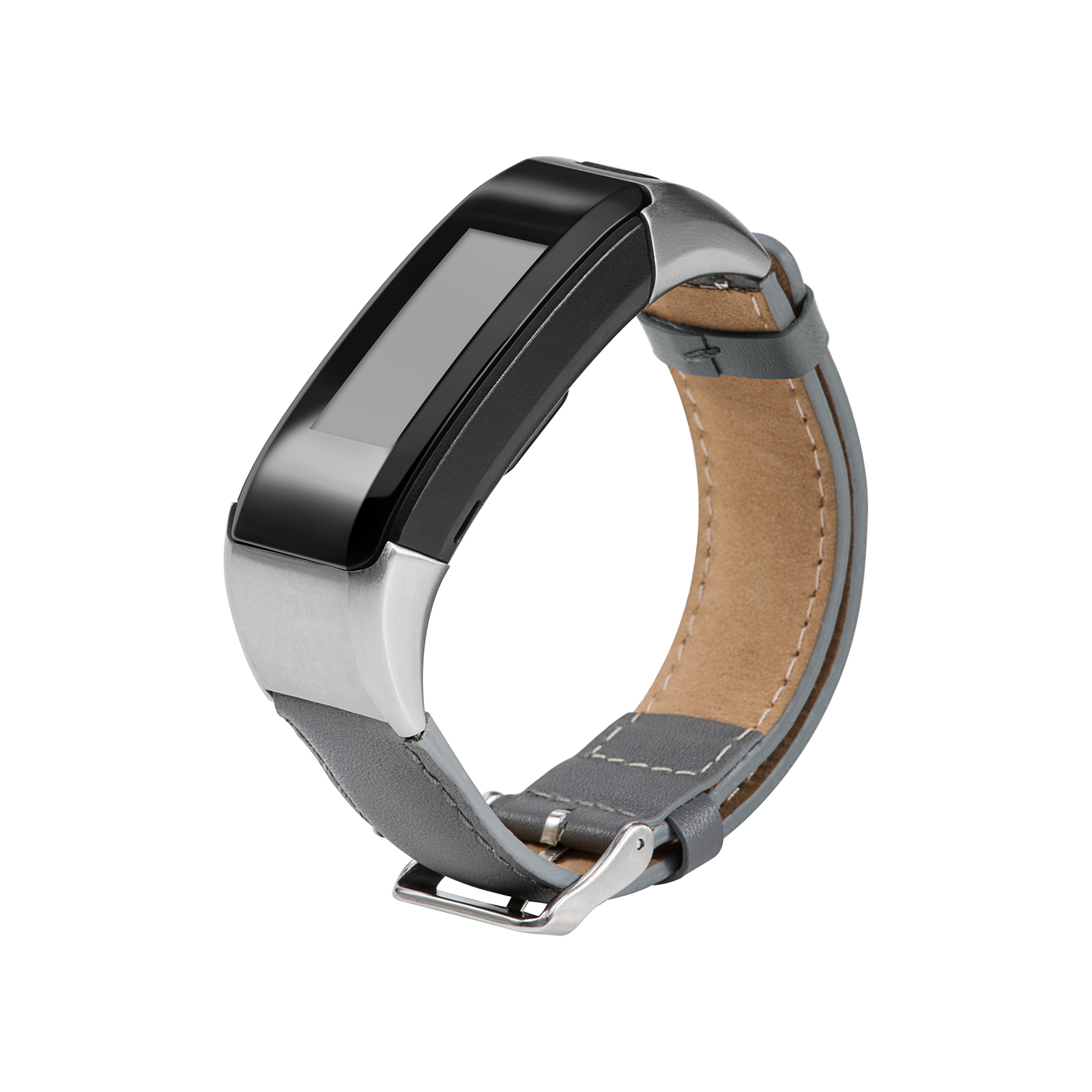 

PU Leather Watch Band Strap with Connector and Tool for Garmin Vivosmart HR - Grey, Garmin Vivosmart HR