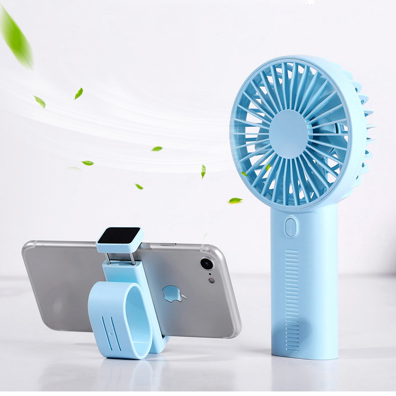 

F02 Mini Handheld Portable Rechargeable Fan with Base - Baby Blue