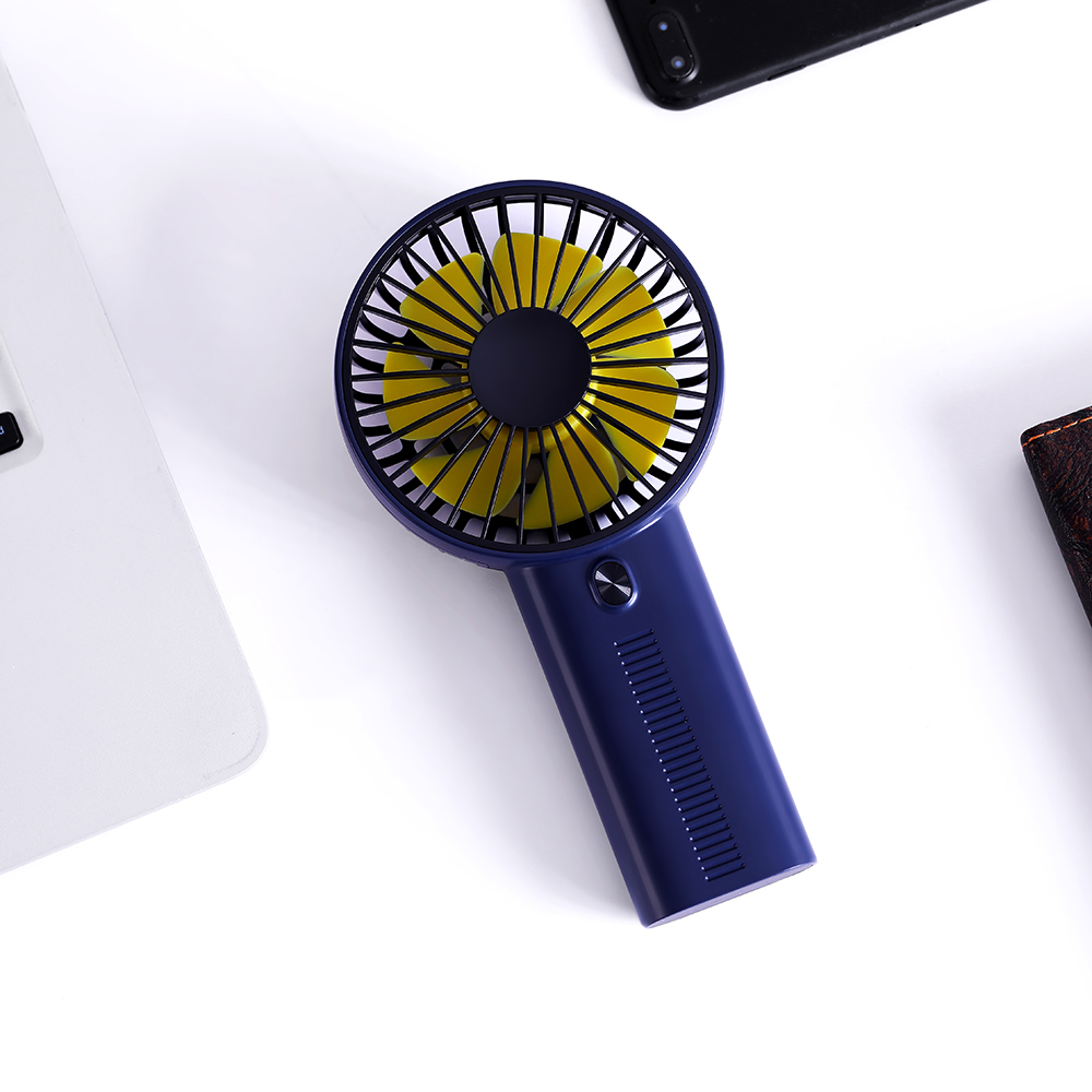 

F02 Mini Handheld Portable Rechargeable Fan with Base - Dark Blue