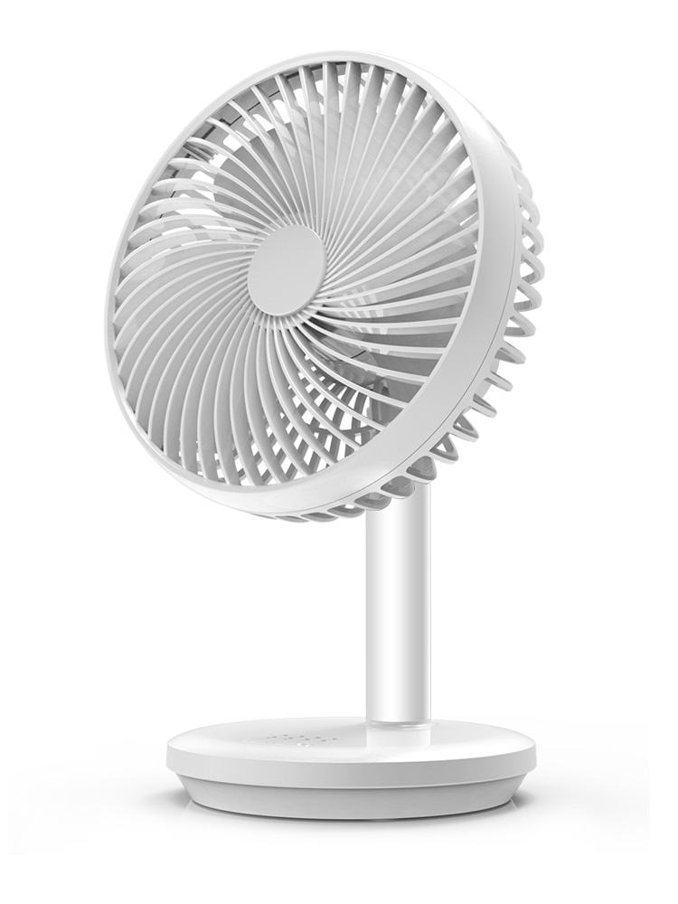 

Portable Desk Fan Mini Angle-adjustable Low Noise USB Rechargeable - White