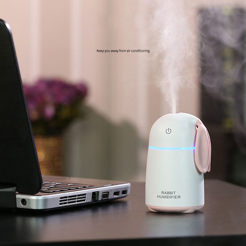 

170ml Mini Lovely Rabbit Shape USB Air Humidifier with LED Light - White