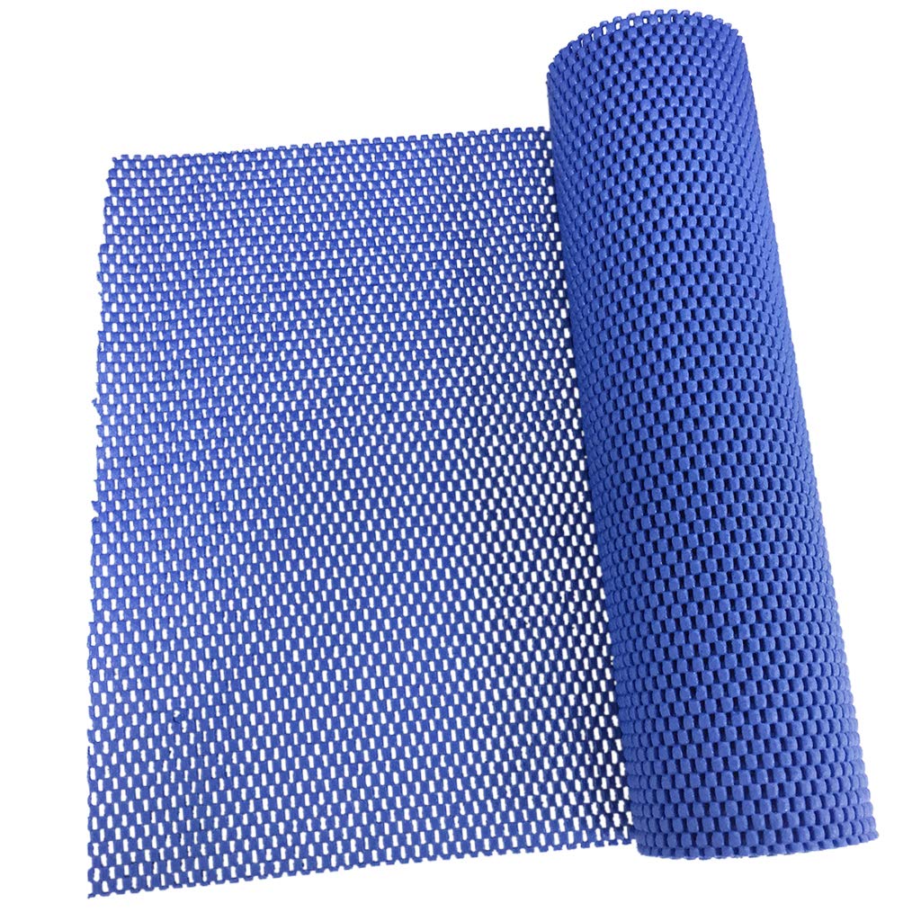 

Grid Pattern PVC Non-adhesive Grip Liner Shelf Liner Anti-slip Mat Drawer Liner Bathroom Kitchen Waterproof Floor Mat - Blue