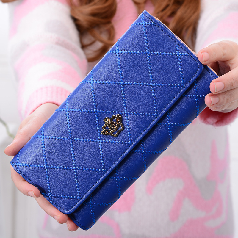 

PU Leather Card Holder Wallet Case Tri-fold Purse for Women Lady - Dark Blue