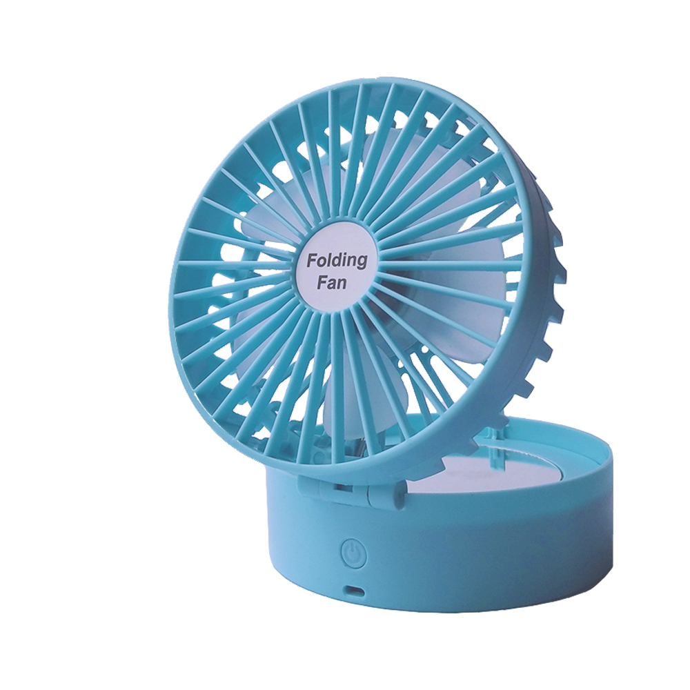 

Rechargeable Portable Self-contained Mirror USB Folding Fan Pedestal Cooling Fan - Blue