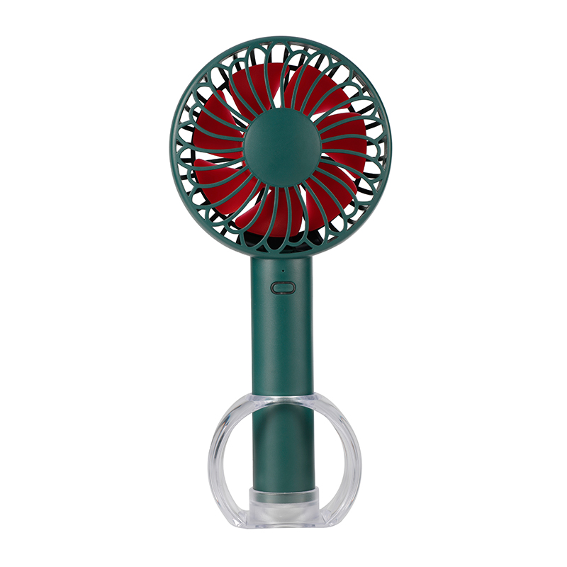 

7-Color Night Light USB Rechargeable Handheld Mini Fan with Desk Base - Green