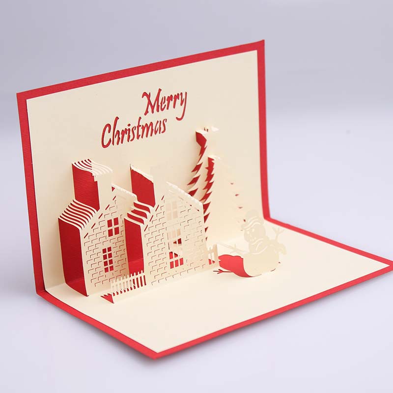 

6шт / Набор 3d 3D Claus Claus Cliamouse House Festival Поздравительные Открытки