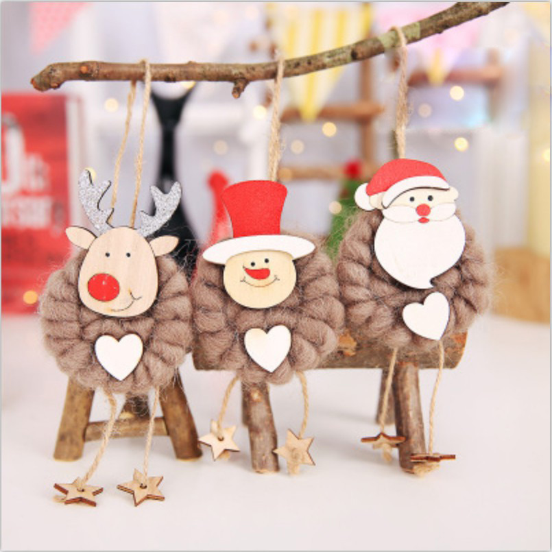 

3PCS/Set Xmas Doll Decoration Pendant Christmas Tree Hanging Ornaments - Brown