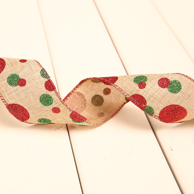 

1 Roll Christmas Ribbon Gift Box Packing Belt Strap Xmas Tree Decor 5/6cm x 2m - Red and Green Dots