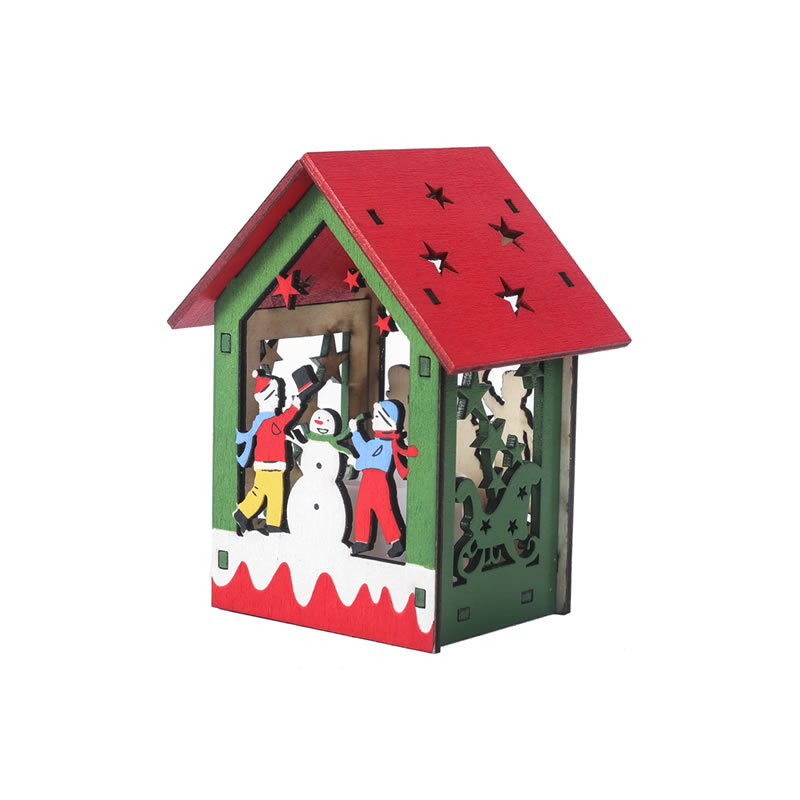 

Christmas LED Light Wooden House Christmas Ornament Home Decoration - Make a Snowman