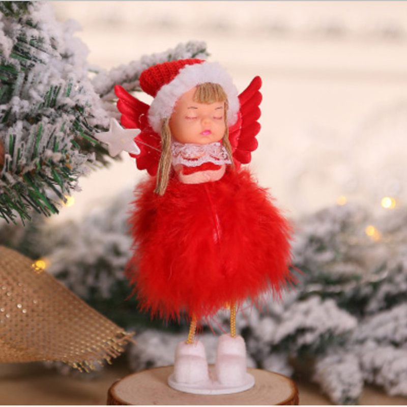 

Christmas Decoration Plush Angel Doll Toy Xmas Pendant Ornament - Red / Standing Style