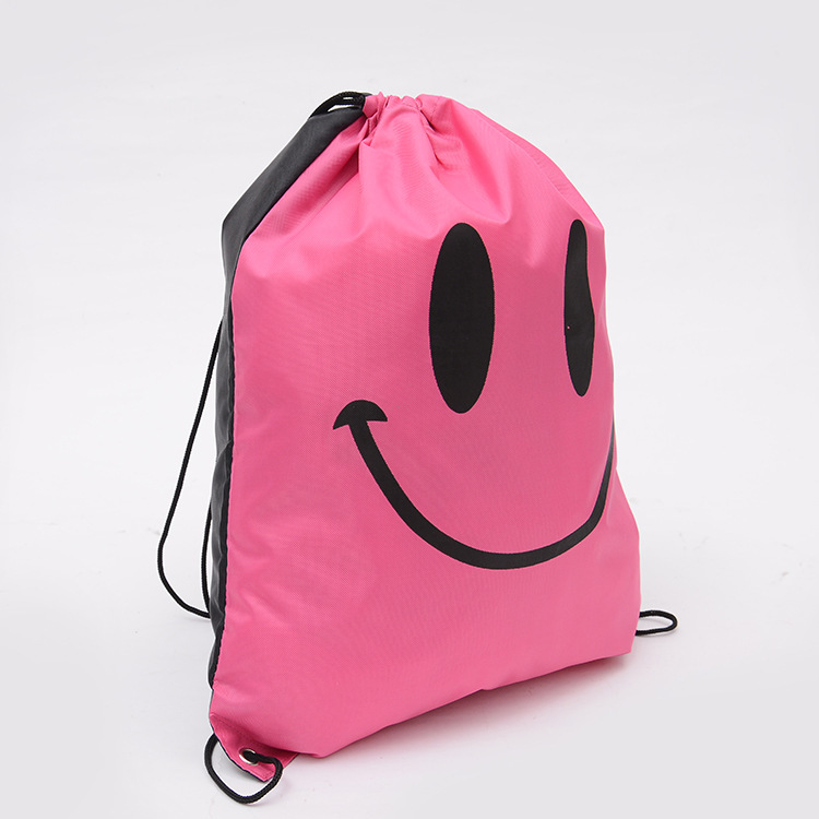 

Pattern Print Unisex Oxford Cloth Outdoors Travel Shoulder Bags Drawstring Backpack Toys Gym Bag - Smiling / Rose