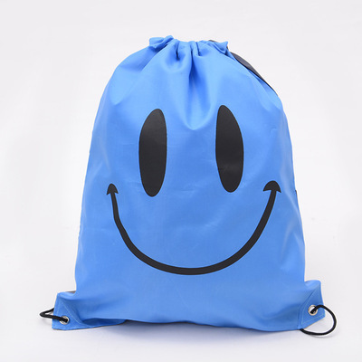 

Pattern Print Unisex Oxford Cloth Travel Shoulder Bags Outdoors Drawstring Bag - Smiling / Blue