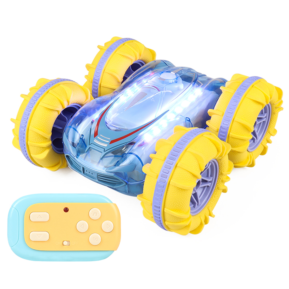 JC014 2.4G Remote Control Stunt Car Amphibious Vehicle Gift with 7 Color LED Lights (CE / CPC / EN71 / ASTM / CPSIA Certified) - Transparent Blue