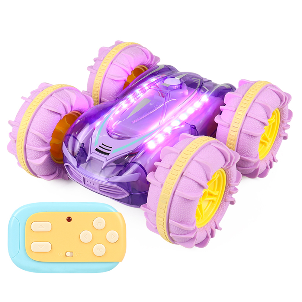 JC014 2.4G Remote Control Stunt Car Amphibious Vehicle Gift with 7 Color LED Lights (CE / CPC / EN71 / ASTM / CPSIA Certified) - Transparent Purple