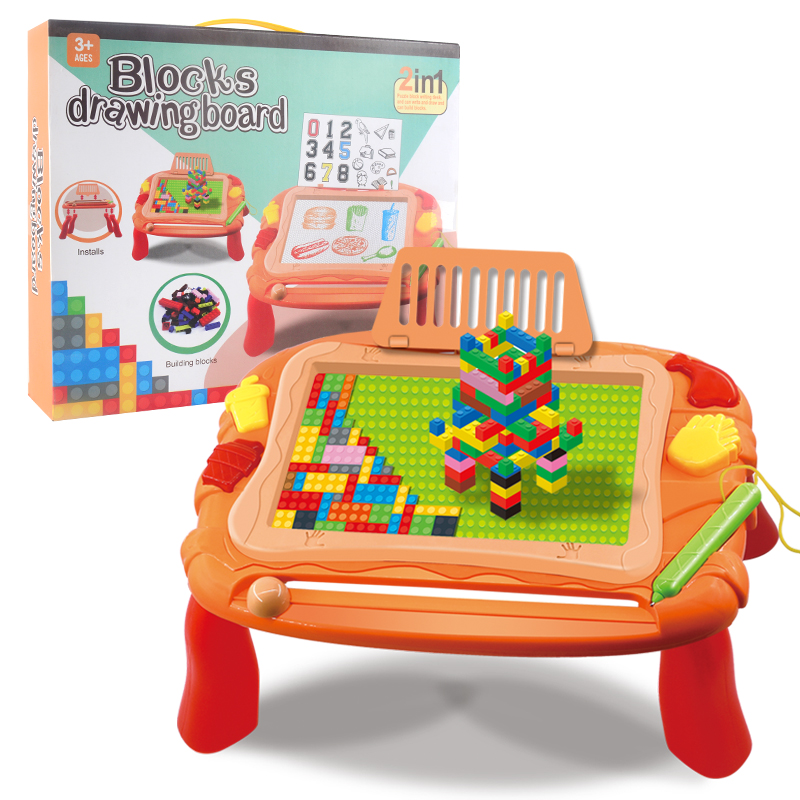 

Enfants DIY Building Bloc Drawing Board Puzzle Puzzer Graffiti Graffiti Writing Drawing Board - Orange