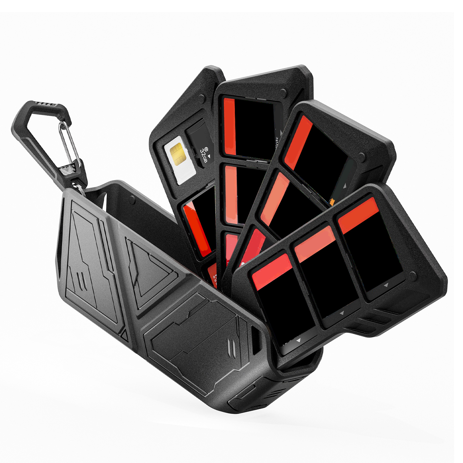 Game Card Case for Nintendo Switch 2 / OLED / Lite 12-Slot Hard PC Dustproof Storage Box with Hook - Transparent Black