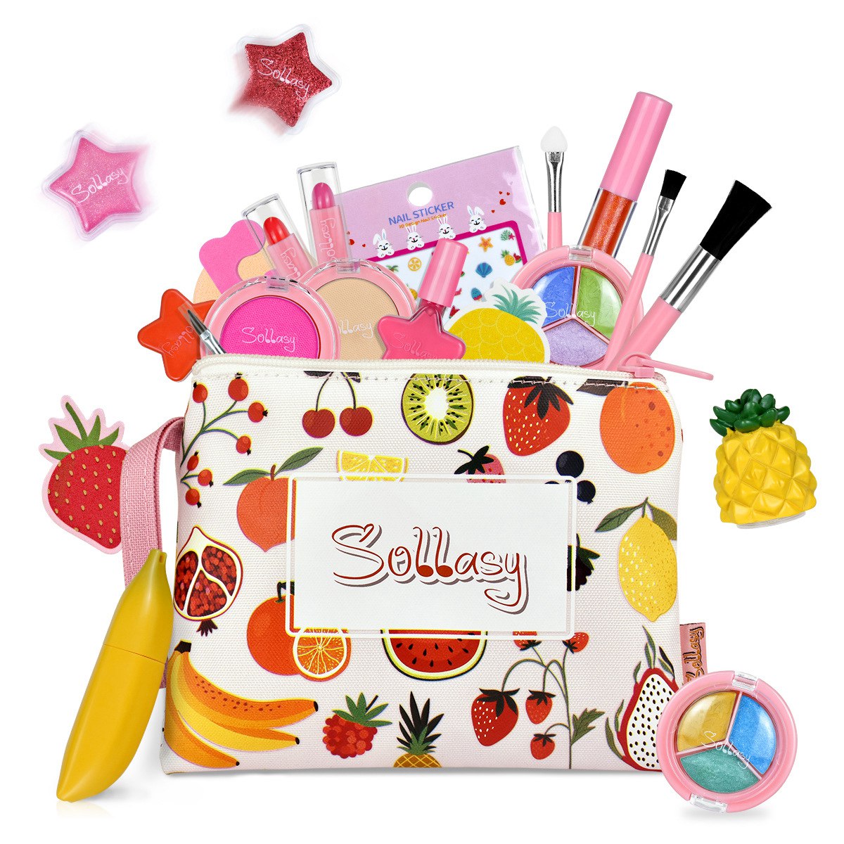 

Sollasy E504 Tragbares Trep Play Make -up -Kit Für Mädchen Kosmetische Kleiderspielzeugset Mit Nagellacklippenstift