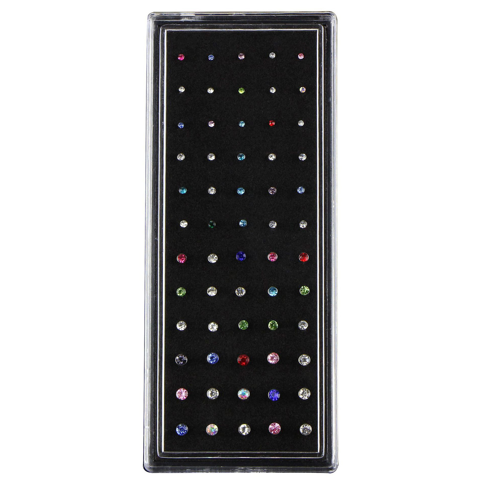 

60pcs 4 Größen Stilvoller Edelstahl -strass -nasenstollen Körper Piercing Schmuckset - Mehrfarbig