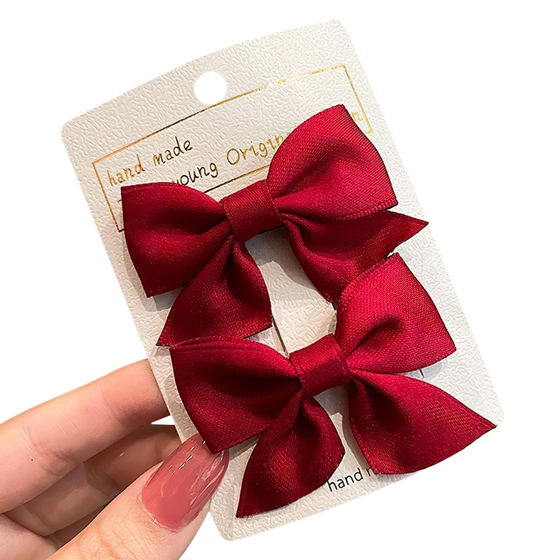 

ETHDJ00601 1pair Einfacher Stil Haarton-clips Nicht Rutschernde Bögen Clip Barrettes Haarzubehör Für Baby Girls - Rot