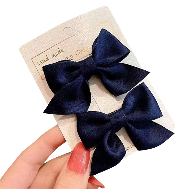 

ETHDJ00601 1pair Einfacher Stil Haarton-clips Nicht Rutschernde Bögen Clip Barrettes Haarzubehör Für Baby Girls - Navy Blau