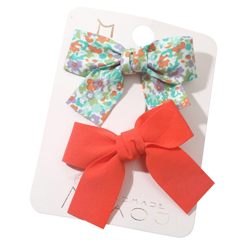 

XD514 1Pair Baby Girls Hair Bow Clips Blumen Reine Farbe Nicht-schlupfbögen Clip Barrettes Haarzubehör Für Kleinkindkinder - Orange