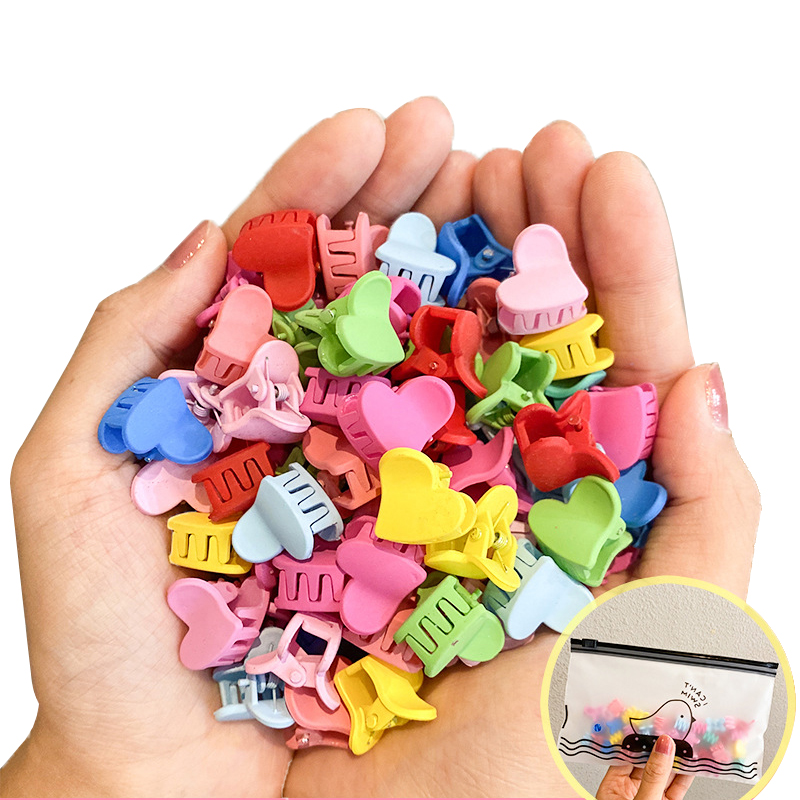 

Dzfj 50pcs/set Bunte Mini-haarkrallen Süße Form Haarstifte Clips Nicht Ruhig - Herz