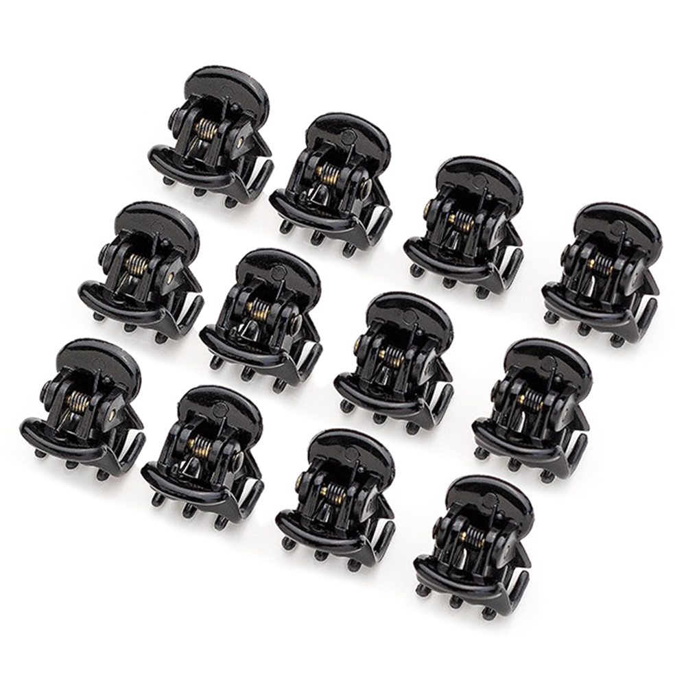 

FJ-354 12pcs / Set Mini Haarklammern Acryl Kleine Haarkrallen Für Mädchen Und Frauen - Helles Schwarz