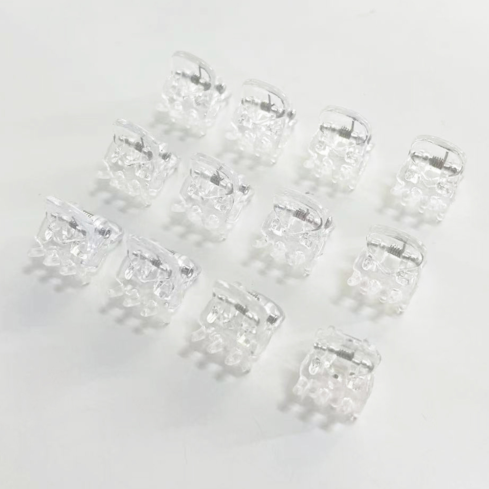 

FJ-354 12pcs / Set Mini Haarklammern Acryl Kleine Haarkrallen Für Mädchen Und Frauen - Transparent