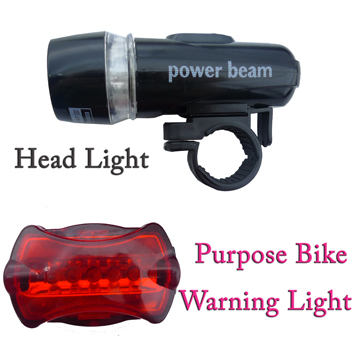 

5-LED Bicycle Headlight with Rear Warning Light Lamp