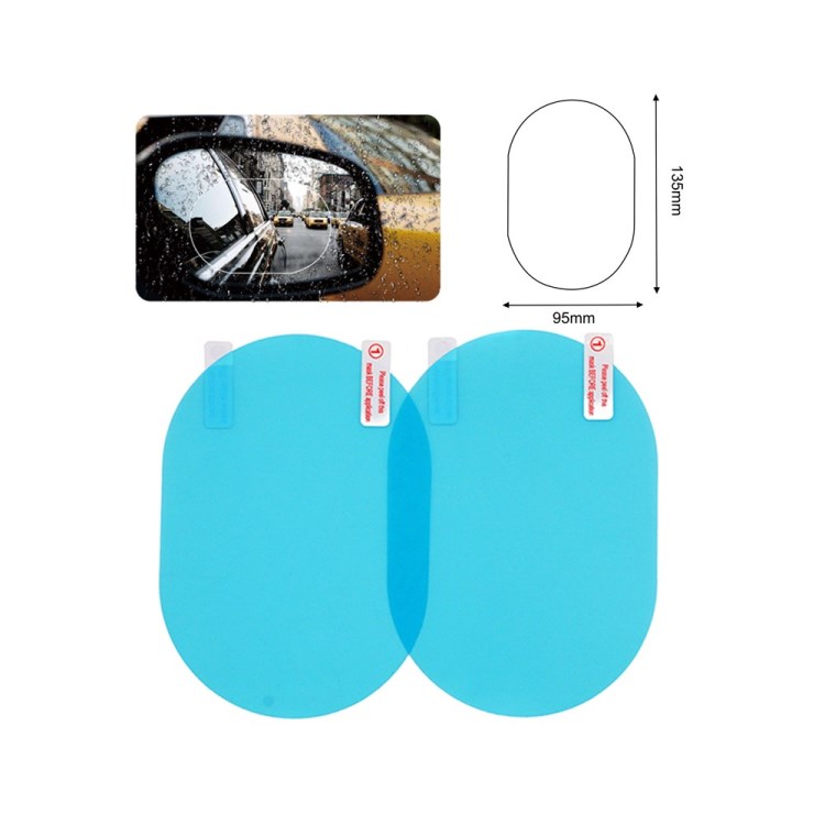 

2 STÜCKE Auto Rückfahrspiegelabdeckung Haustier Wasserdicht Anti-Nebel Rain-Proof-Film-Seitenfenster - 135x95mm Oval.