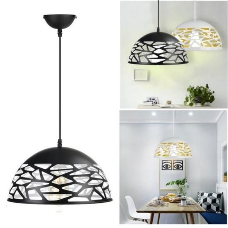 

Hollow-out Carving Lampshade Ceiling Light Lamp Shade Cover E27 Lamp Connector - Black
