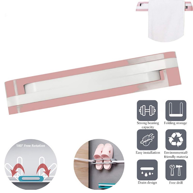 

Bathroom Toilet Three-in-one Folding Slippers Rack - Pink