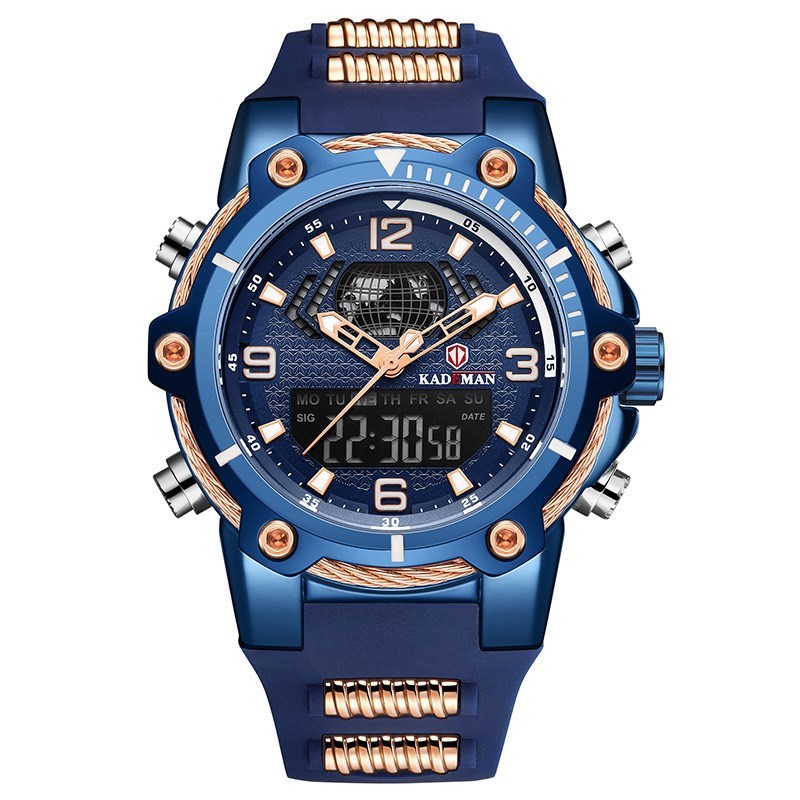 

Kademan Luxury Brand Часы 3ATM Двойное Движение ЖК-наручные Часы - Синий