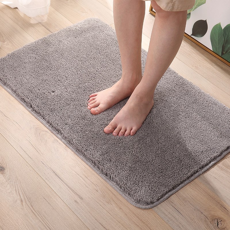 

Absorbent Bathroom Non-slip Mat Pastel Velvet Door Mat Home Mat, Large Size - Grey