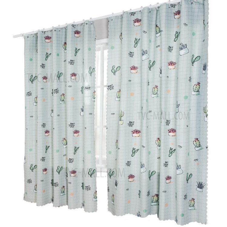 

Pattern Printing Polyester Bedroom Shading Curtain with 4 Hooks 1x2.25m - Cactus/1M*2.25M - Cactus//1M*2.25M