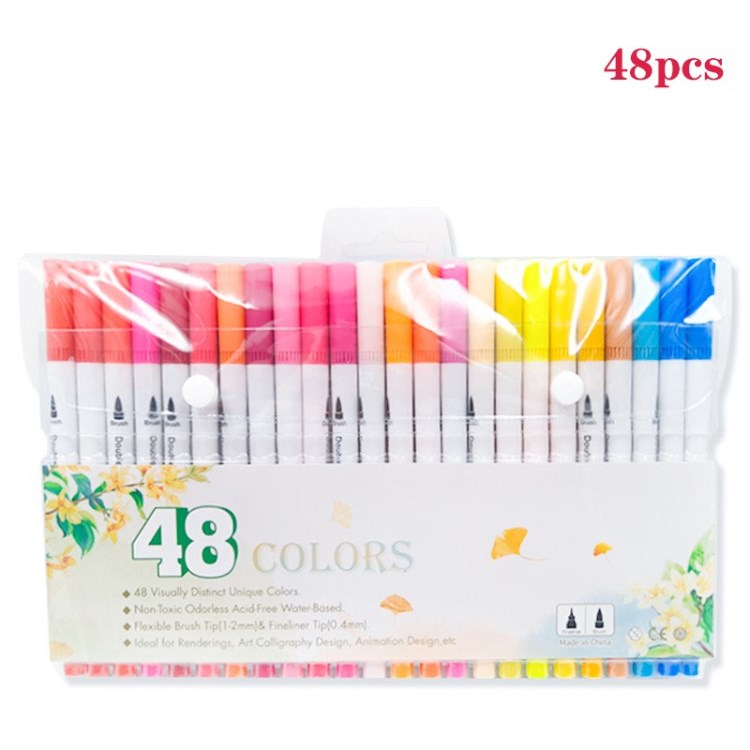 

Double-headed Marker Pen Watercolor Pen Set - 48Pcs