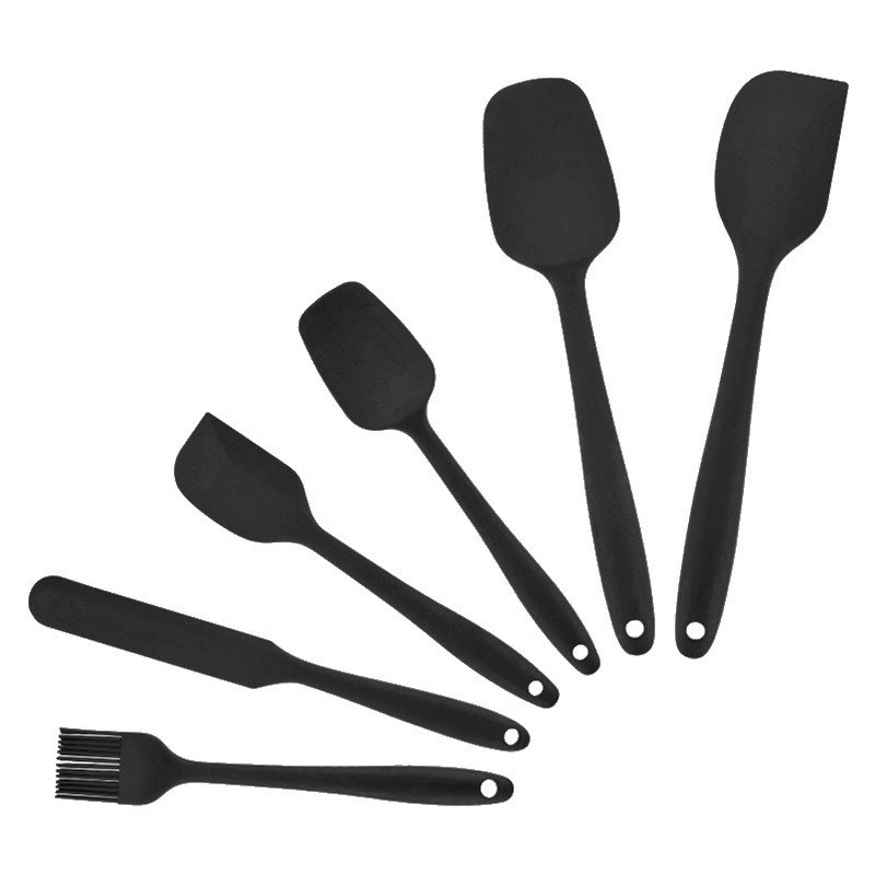 

6Pcs/Set Kitchen Silicone Cooking Utensils Set Non-stick Spatula Brush - Black