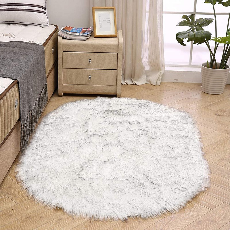 

Long Oval Fluffy Rug Shaggy Floor Mat Faux Fur Carpet - Light Grey//70*150cm