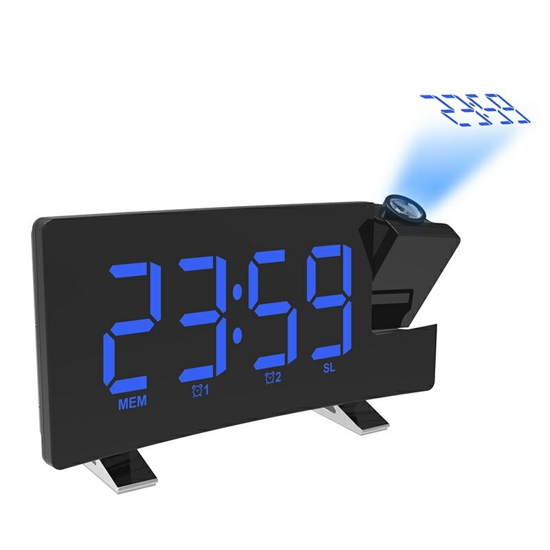 

Electric Alarm Digital LED Screen Projection Clock FM Radio with Dual Alarm - Blue Letter