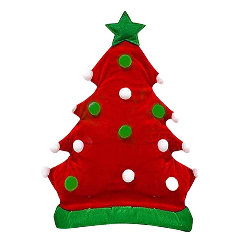 

Christmas Tree Hat Xmas Party Felt Cap Unisex Adult Size - Red