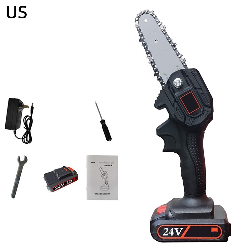 

Portable 4-inch Cordless Electric Chainsaw Pruning Shears Chainsaw for Tree Branch Wood Cutting - Black/US Plug - Black//US Plug