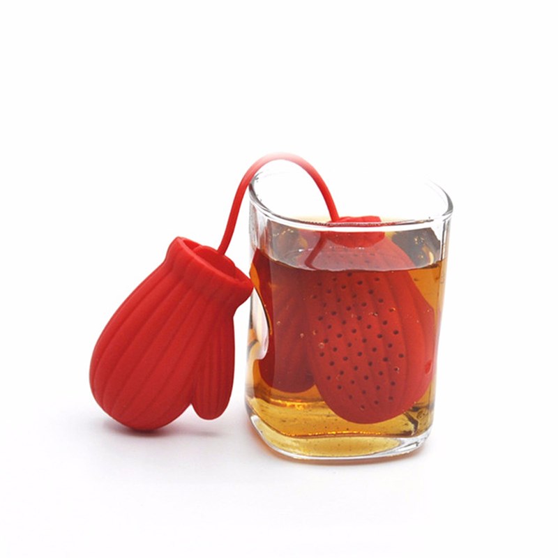 

Christmas Gift Gloves Silicone Tea Infuser Strainer Filter Bags Loose - Red