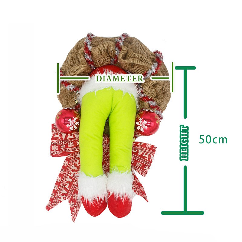 

Xmas Christmas Thief Doll Stole Christmas Burlap Wreath Santa Claus Decoration - L
