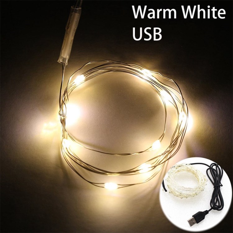 

USB LED String Light Twinkle Star Wire Fairy Lights Wedding Christmas Party Decor - Warm white/5m 50 lights